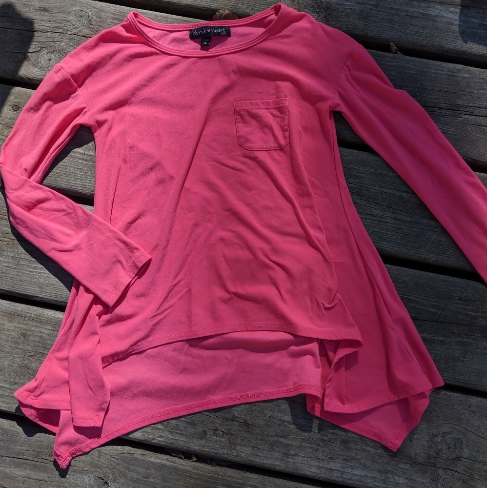 Girl's long sleeve top, pink, size 7/8